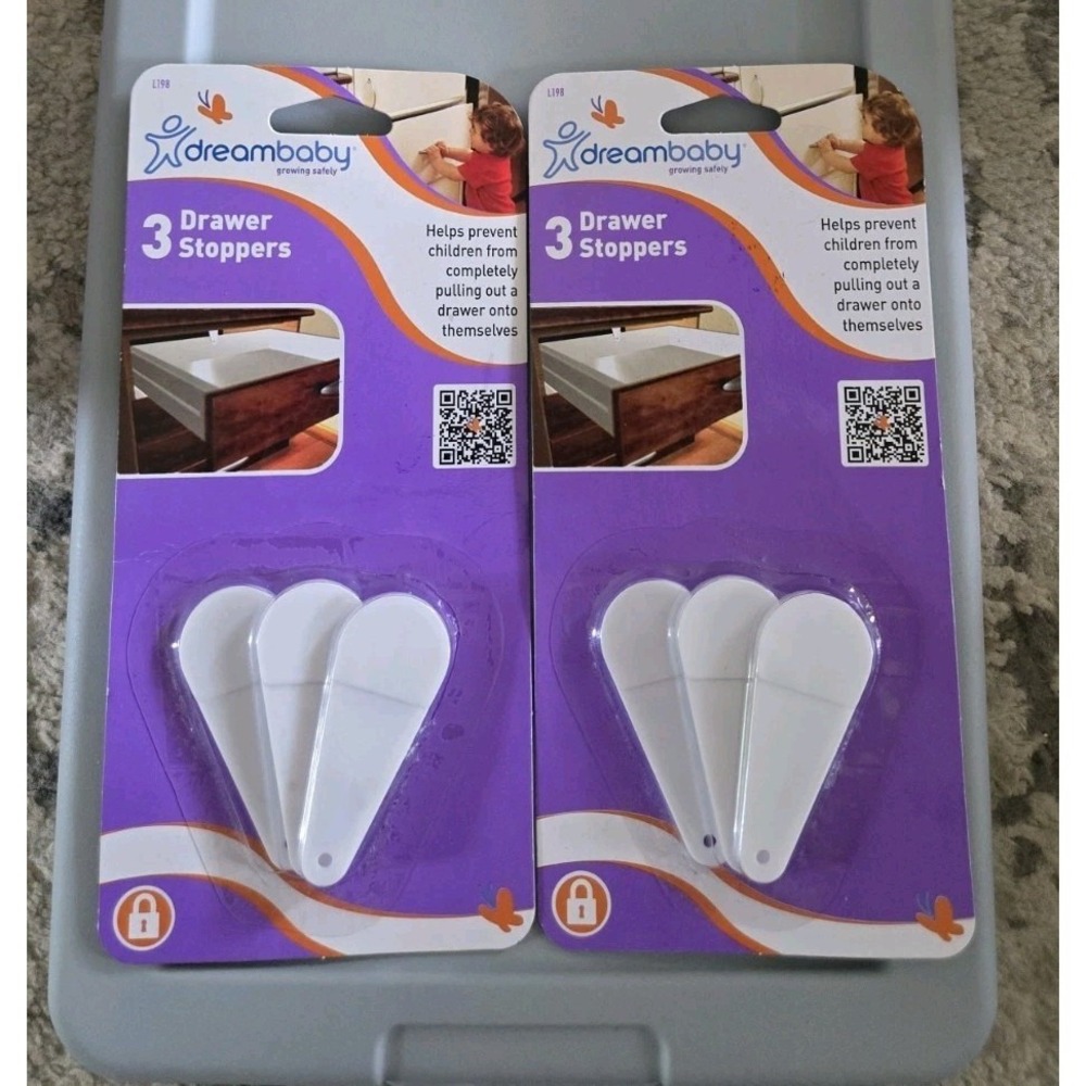 Dreambaby 6 Pack Drawer Stoppers‎ White Child Safety Latches L198 Lot of 2 Packs